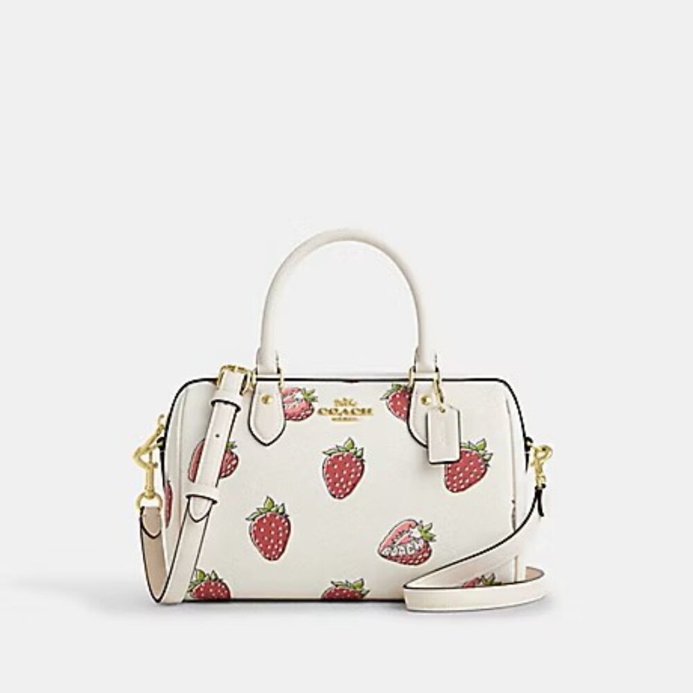 Coach Rowan Satchel Bag With Strawberry Print-Style # CAL63